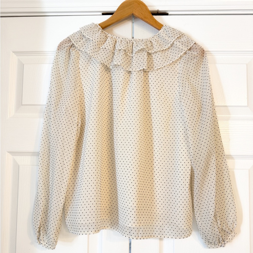 LOFT Ruffle, Puff Sleeve Top Small Petite - Picture 2 of 4